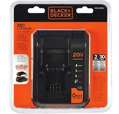 BLACK &amp; DECKER 20-Volt MAX Lithium-Ion Battery Charger Fast Charger BDCAC202B 