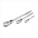 GearWrench 81276T 3 Pc. 1/4", 3/8" & 1/2" Drive 90-Tooth Locking Flex Head Teardrop Ratchet Set