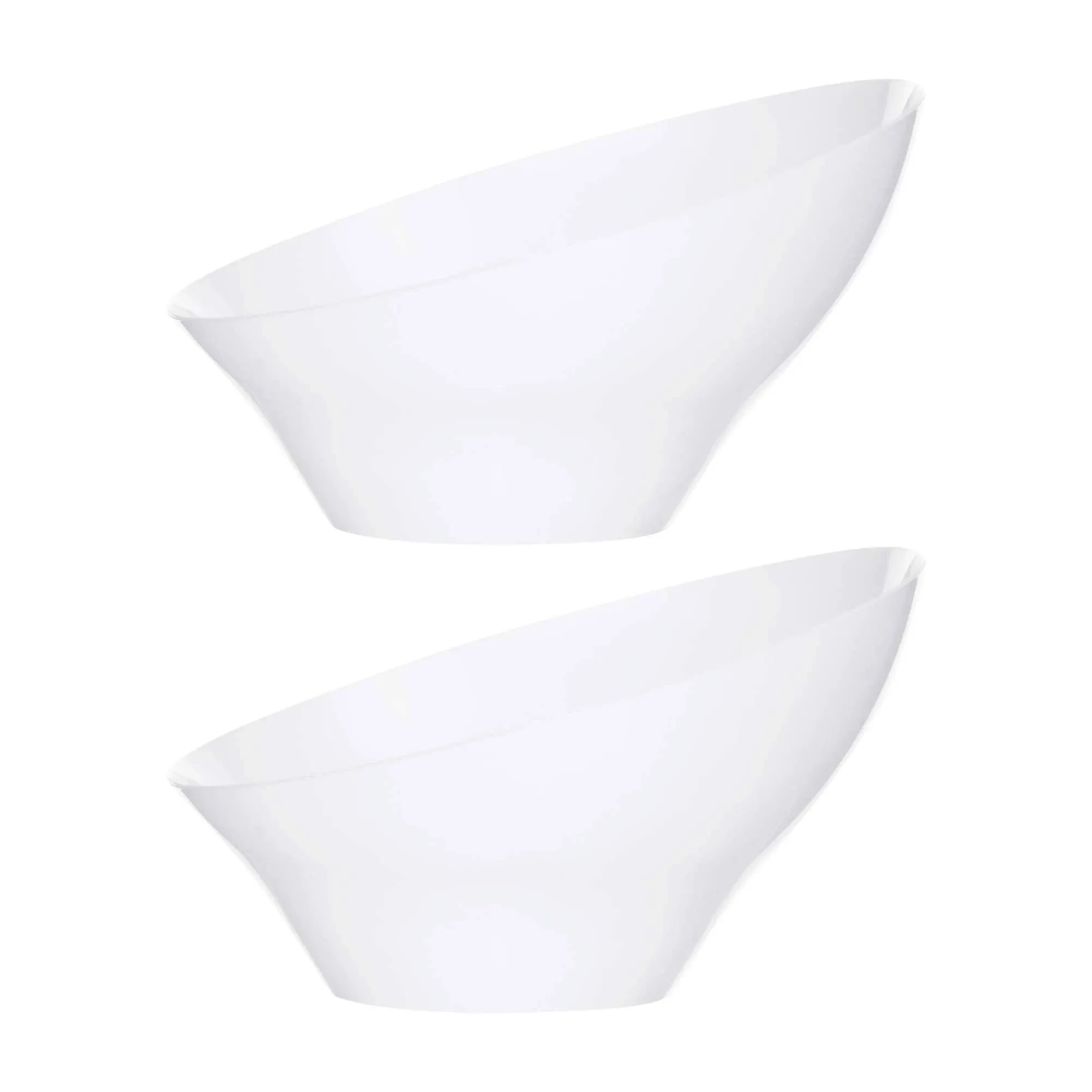 PLASTICPRO Disposable Angled Plastic Bowls Round Medium Serving Bowl, Elegant for Party's, Snack, or Salad Bowl, White, Pack of 4