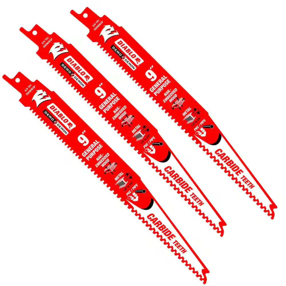 Diablo Demo Demon 9 in.   Carbide Reciprocating Saw Blade 6/9 TPI 3 pk