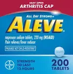 Aleve All Day Strong Pain Reliever/Fever Reducer, 220 mg, Tablets - 200 tablets