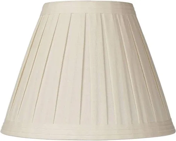 Creme Linen Medium Box Pleat Lamp Shade 7" Top x 14" Bottom x 11" High (Spider) Replacement with Harp and Finial - Springcrest