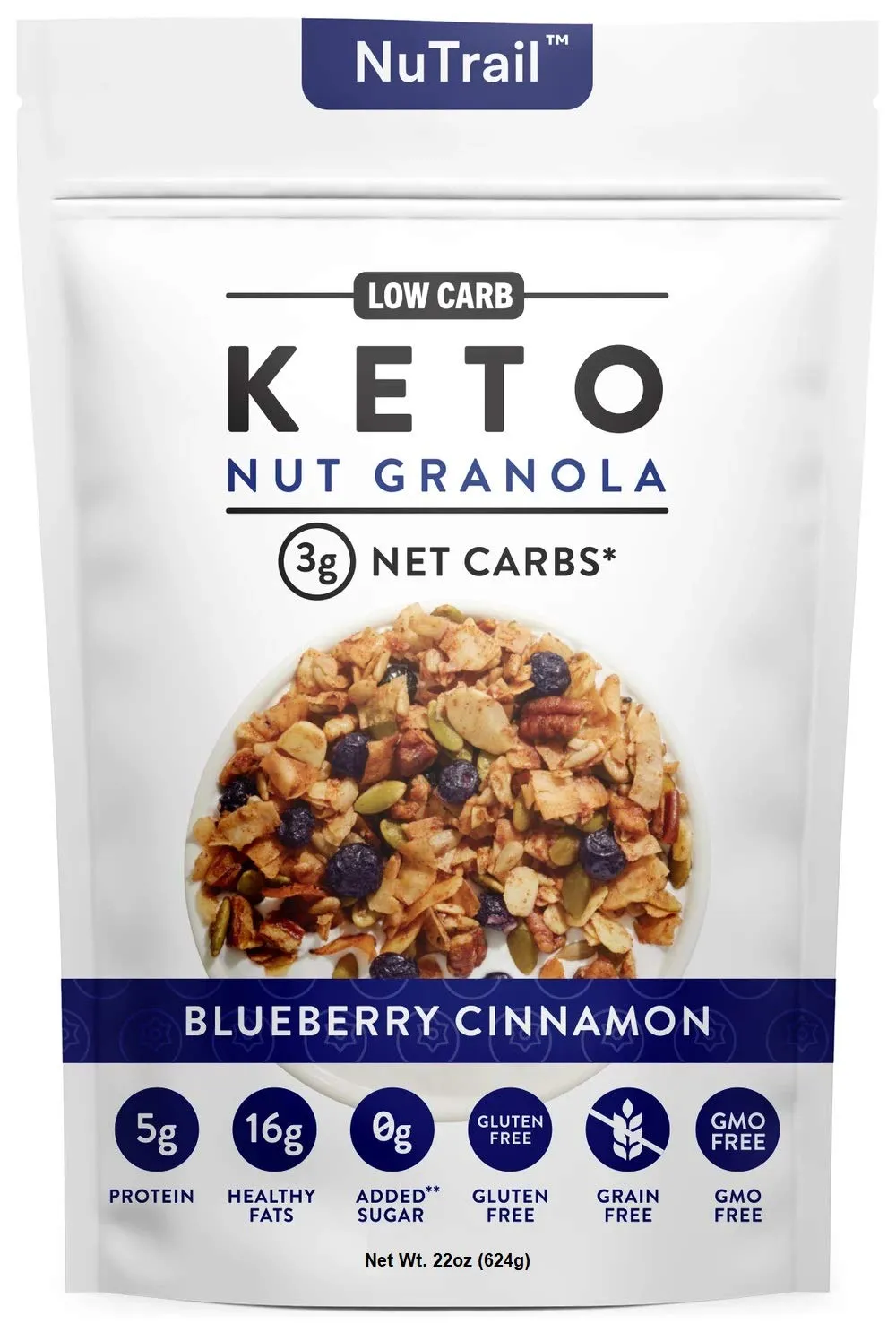 N.T Low Carb Keto Nut Granola, Blueberry Cinnamon, 22oz (642g)