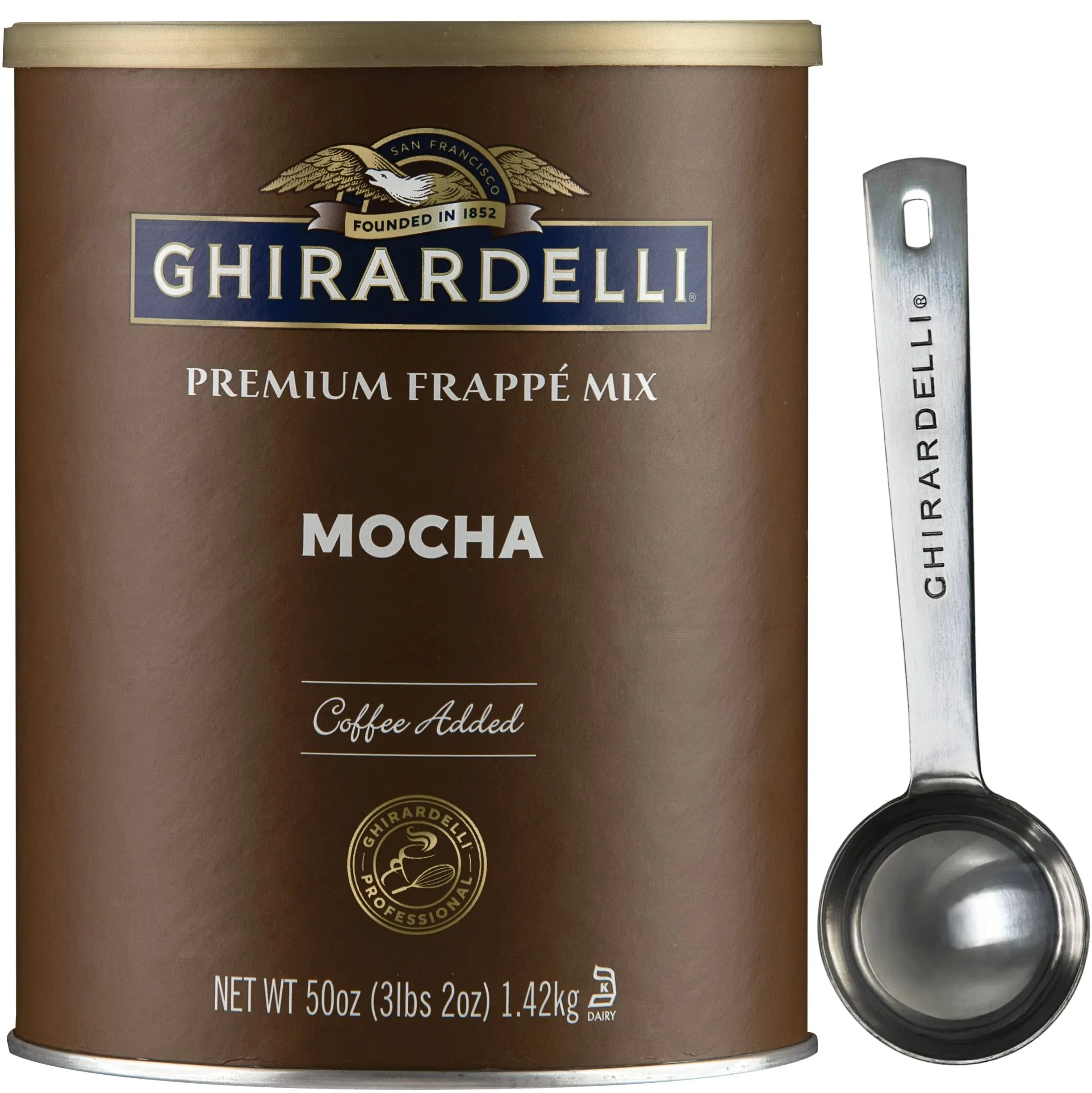 Ghirardelli - Mocha Premium Frapp 3.12 lbs and Ghirardelli Stamped Barista Spoon