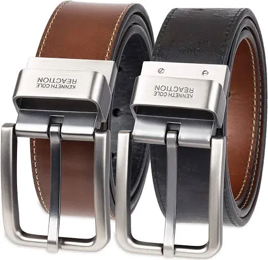 $85 Alfani Men&#039;S Black Brown Leather Reversible Buckle Casual Dress Belt Size 32