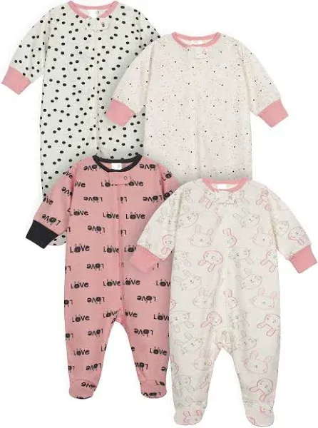 Onesies Baby Girl Sleep 'N Play Footed Pajamas 4-Pack