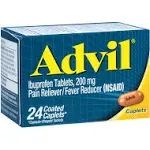 Advil Pain Reliever/Fever Reducer, 24 Caplets