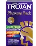 Trojan Pleasure Pack Assorted Lubricated Latex Condoms, 12 Count