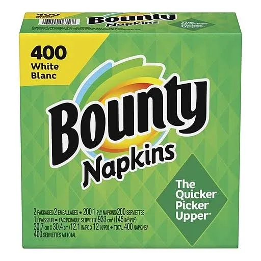 Bounty Quilted Lunch Napkin, 1-Ply, White, 400 Napkins/Pack (06356)