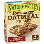 Nature Valley Soft-Baked Oatmeal Squares, Cinnamon Brown Sugar - 6 count, 1.24 oz bars