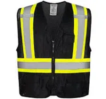 XL Safety Vests Reflective with Pockets and Zipper ANSI Type R Class 2 Not FR