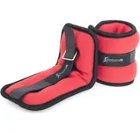 Prosource Fit Brand Adjustable Ankle or Wrist Weights 1.5 lb each - Red Set Of 2