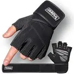 Trideer Padded Workout Gloves for Men - Gym Weight Lifting Small, Black-Wrist 