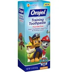 Orajel Kids Paw Patrol Fluoride-Free Training Toothpaste, Natural Fruity Fun Flavor, #1 Pediatrician Recommended , 1.5oz Tube