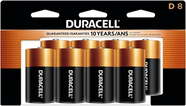 D Duracell Coppertop Alkaline Batteries