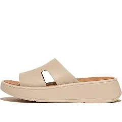 FitFlop Women's F-Mode Raw-Edge Leather Flatform H-bar Slides Wedge Sandal