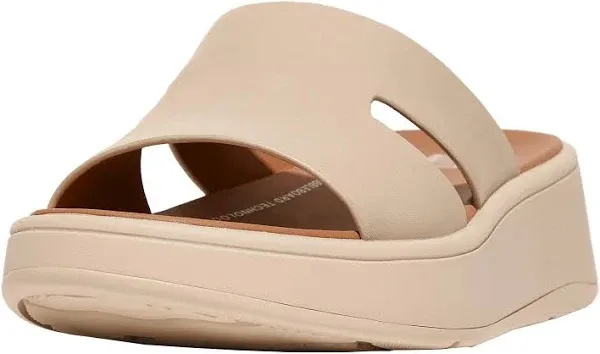 FitFlop Women's F-Mode Raw-Edge Leather Flatform H-bar Slides Wedge Sandal