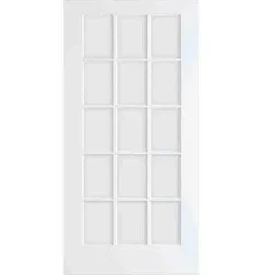 EightDoors 80" x 30" 15-Lite French Clear Glass White Prefinished Solid Wood Core Door