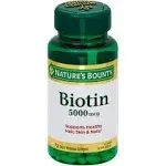 Natures Bounty Biotin, 5000 mcg, Rapid Release Softgels - 72 softgels