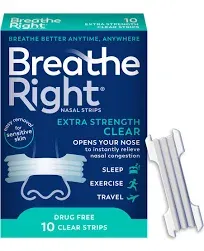 Breathe Right Extra Clear Nasal Strips, Clear - 10 ct | CVS