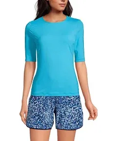 Lands' End Women's Crew Neck Rash Guard UPF 50 Sun Protection Swim Tee