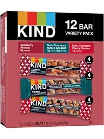 Kind Nut Bars Favorites, 3 Flavor Variety Pack, 12 Count, 1.4 oz