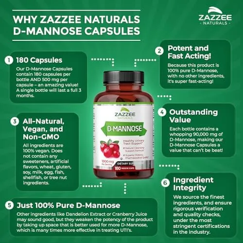 Zazzee D-Mannose Vegan Capsules