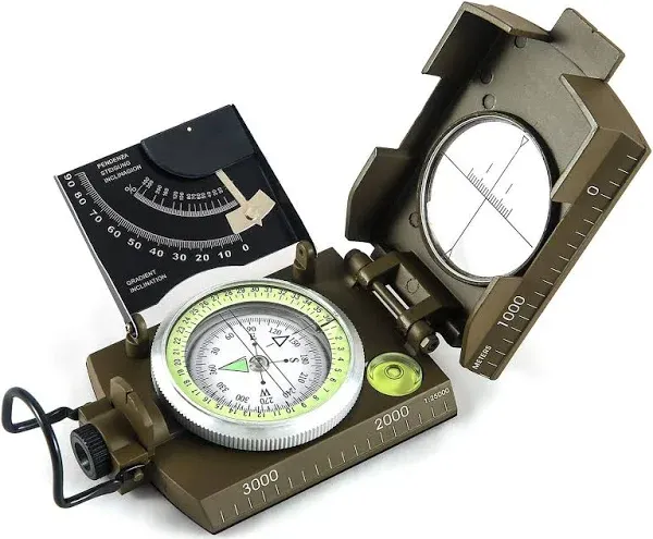 Eyeskey Multifunctional Military Sighting Navigation Compass with Inclinometer | Impact Resistant & Waterproof Compass for Hiking, Camping