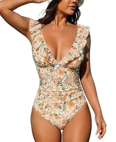 Cupshe Ditsy Floral Flutter Sleeve One-Piece