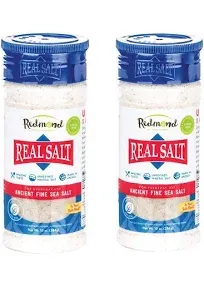 Redmond Real Sea Salt - Natural Unrefined Gluten Free Fine, 10 Oz Shaker 2 Pack