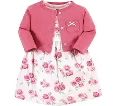 Hudson Baby Baby Girls' Cotton Dress and Cardigan Set