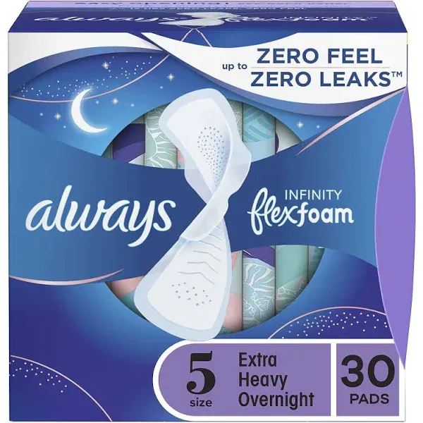 Always Infinity Flexfoam Pads, Extra Heavy Overnight, Unscented, Size 5 - 22 pads