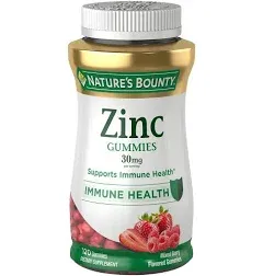 Nature&#039;s Bounty Zinc Gummies 30mg, Immune, Skin &amp; Antioxidant Health, 120 Count