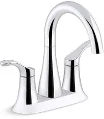 Kohler Centerset Bathroom Sink Faucet 4&#034; Simplice Double-Handle, Polished Chrome