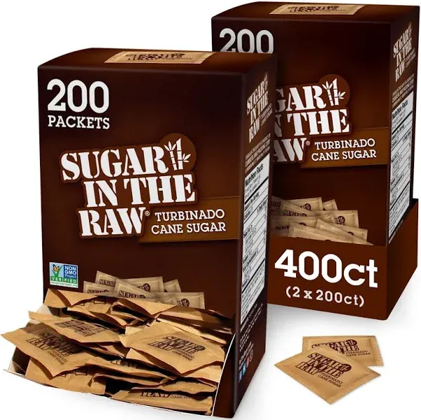 Sugar Packets, Raw Sugar, 0.18 oz Packets, 500 per Carton