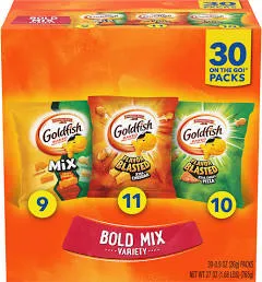 Goldfish Baked Snack Crackers Bold Mix Variety 30 Packs