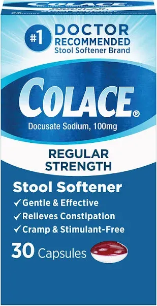 Colace Regular Strength Stool Softener 100 mg 100 Capsules