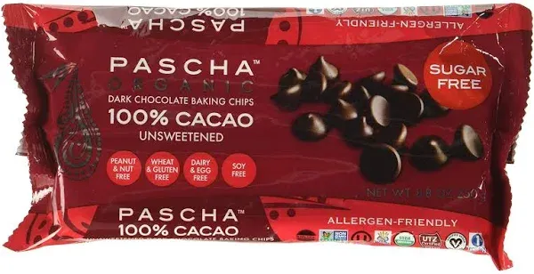 Pascha Organic 100% Cacao Unsweetened Dark Chocolate Chips (8.8 oz)