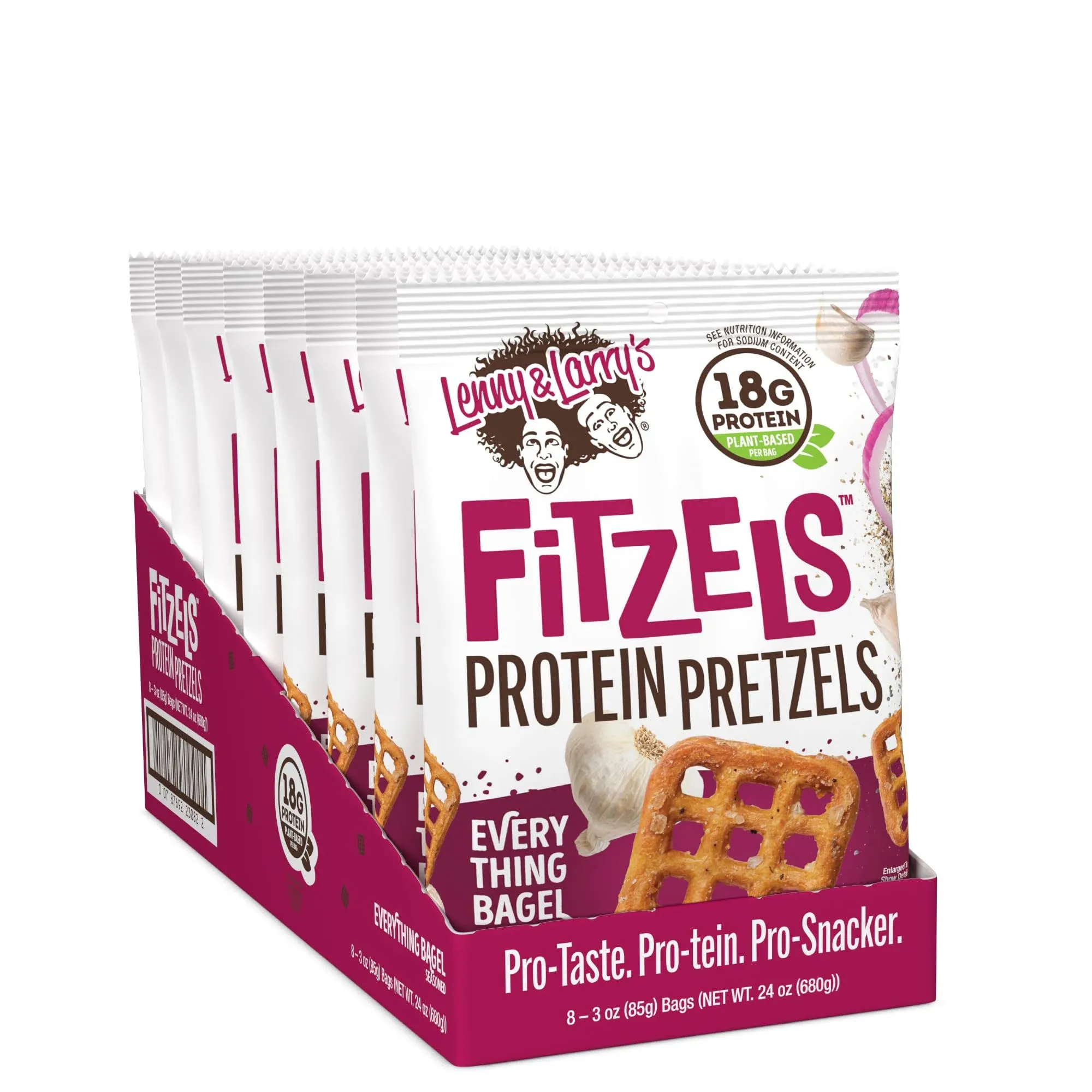 Lenny & Larry's Everything Bagel FITZELS- Savory Pretzel Snacks Incredibly Tasty, High Protein Salty, Vegan, Kosher 18 g's of Plant Based Protein 8