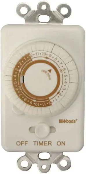 Woods Indoor Wall Switch Timer 125 V White