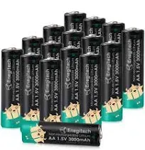 Enegitech AA Lithium Batteries, 3000mAh 1.5V Double A Battery 10 Year Shelf Life 16 Pack for Blink Camera Flashlight Solar Light Remote Control