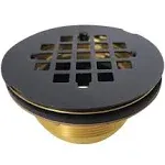 Westbrass D206B-12A 2" No-Caulk Brass Compression Shower Drain with 4-1/4" Round Grid Cover, 1-Pack, Oil Rubbed Bronze