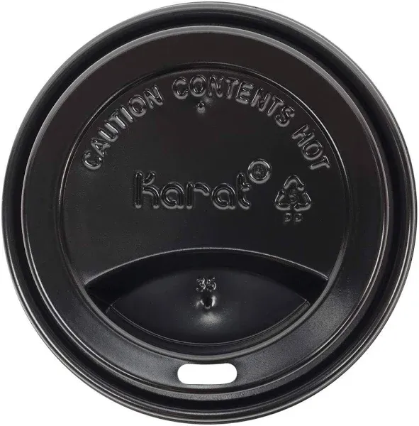 Karat 10-24 oz. Coffee Cup Sipper Dome Lid - Black (90mm) - 1,000 ct