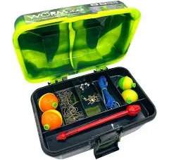 South Bend Worm Gear 88 Piece Green Tackle Box, Panfishing Starter Box, New