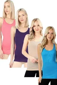 Zenana Outfitters 4 Pack Womens Basic Ribbed Racerback Tank Top WhWhWhWh 3X