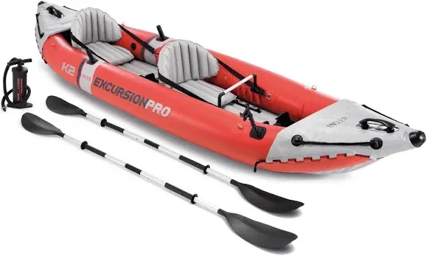 Intex Excursion Pro Inflatable 2 Person Vinyl Kayak with Oars & Pump