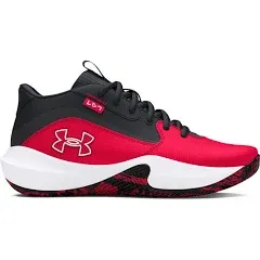 Youth Lockdown 7 Basketball Shoes - Red, 6, Under Armour