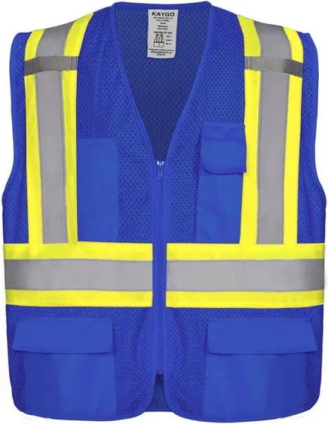 KAYGO High Visibility Safety Vests KG0100, Reflective Vest with Pockets and Zip