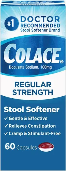 Colace Regular Strength Stool Softener 100 mg 100 Capsules