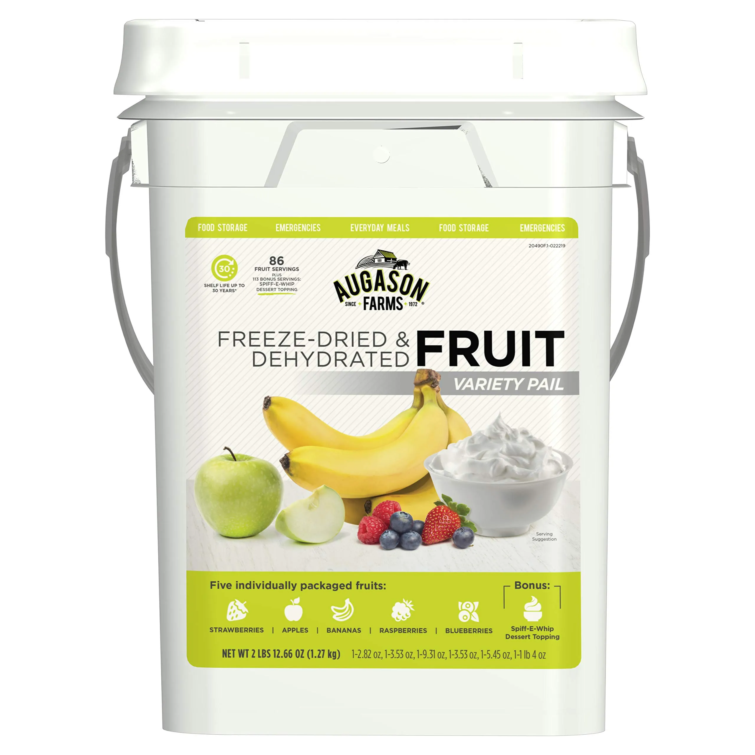 Freeze Dried &amp; Dehydrated Fruit Variety Pail 86 Servings Emergency Food